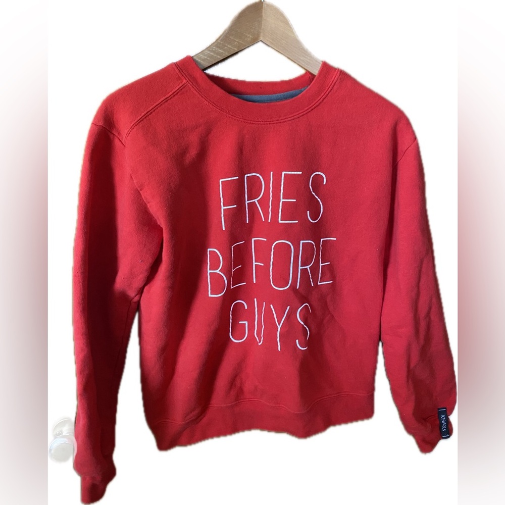 #48 - PTP21” Knacks Fries Before Guys Red Sweatshirt Small to Medium